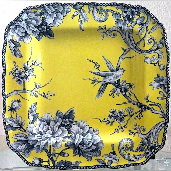 222 Fifth Dining 222 Fifth Adelaide Yellow Square Dinner Plate 1 Inch New Bird Poshmark